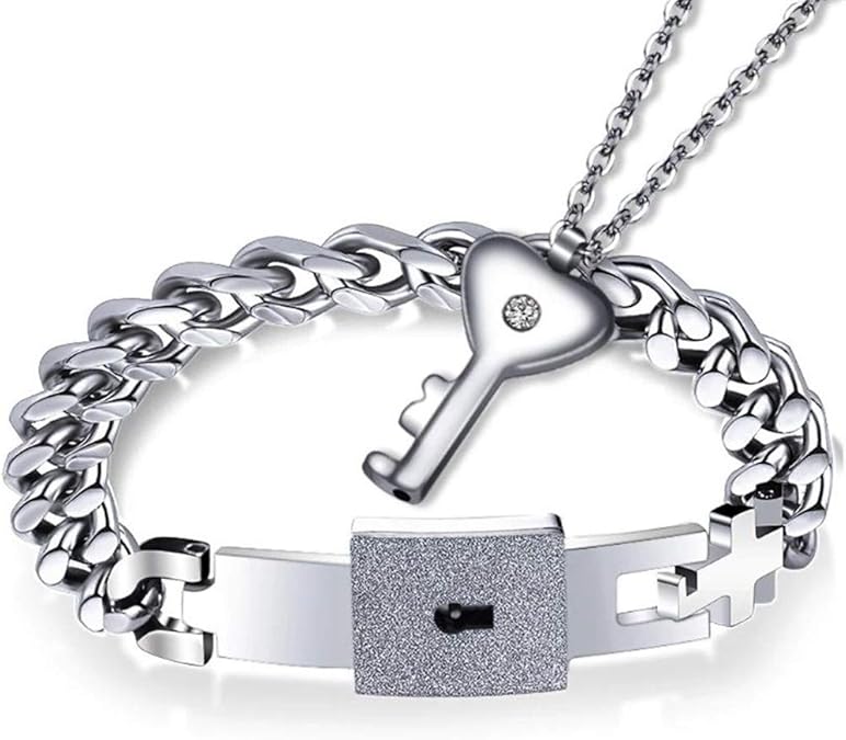 Juego de collar y pulsera para parejas con cierre de corazón para parejas, joyería de moda - Quierox - Tienda Online