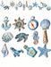 Juego de decoración playera de madera de 12pcs, temática del océano azul - Quierox - Tienda Online