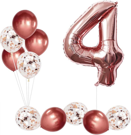 Juego de globos de 4º cumpleaños de color oro rosa - Quierox - Tienda Online