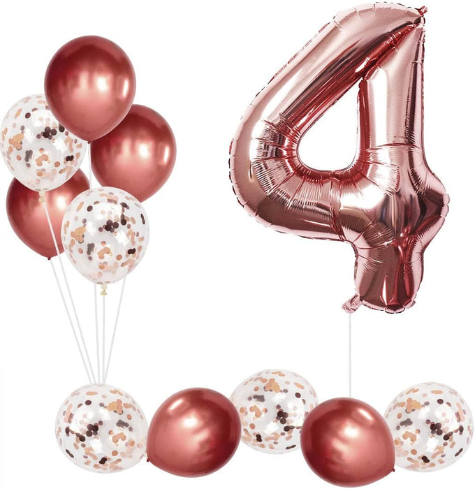 Juego de globos de 4º cumpleaños de color oro rosa - Quierox - Tienda Online