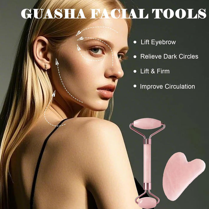 Juego de herramientas de masaje facial y rodillos, masajeador facial para cara - Quierox - Tienda Online