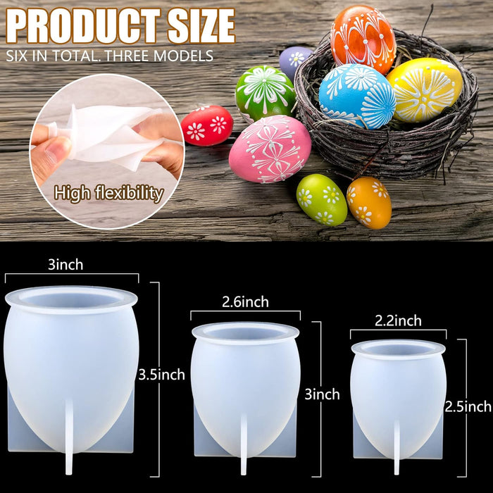 Juego de moldes de silicona para huevos de Pascua 3D, 3 piezas - Quierox - Tienda Online