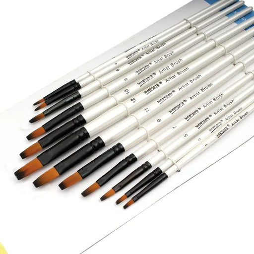 Juego De Pinceles De Punta Plana De Nylon Para Artistas, 12 Uds. - Quierox - Tienda Online