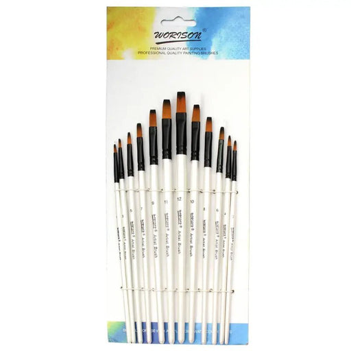 Juego De Pinceles De Punta Plana De Nylon Para Artistas, 12 Uds. - Quierox - Tienda Online