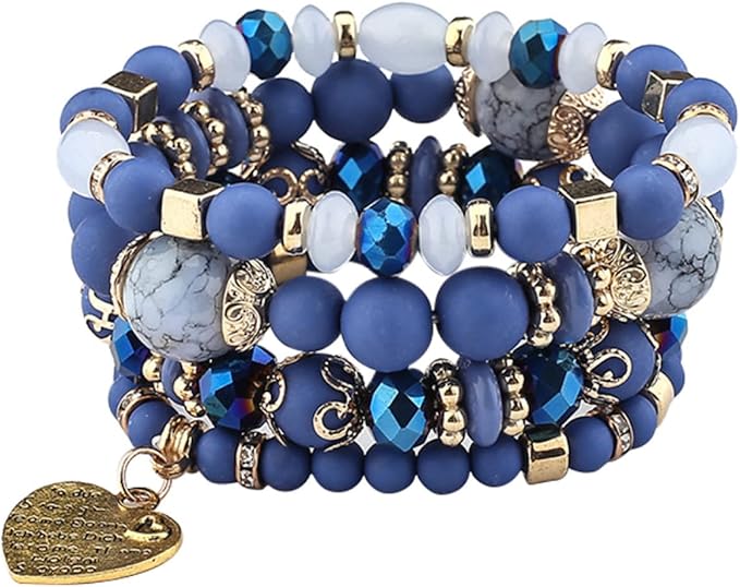 Juego de pulseras apilables de cuentas para mujer, conjunto de pulseras elásticas multicapa multicolor - Quierox - Tienda Online