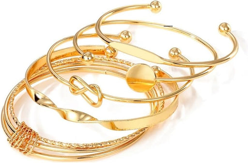 Juego de pulseras doradas apilables abiertas y ajustables de estilo bohemio - Quierox - Tienda Online
