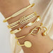 Juego de pulseras doradas apilables abiertas y ajustables de estilo bohemio - Quierox - Tienda Online