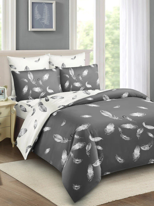 Juego de sábanas nórdica de 3pcs con estampado de plumas, suave y agradable al tacto - Quierox - Tienda Online