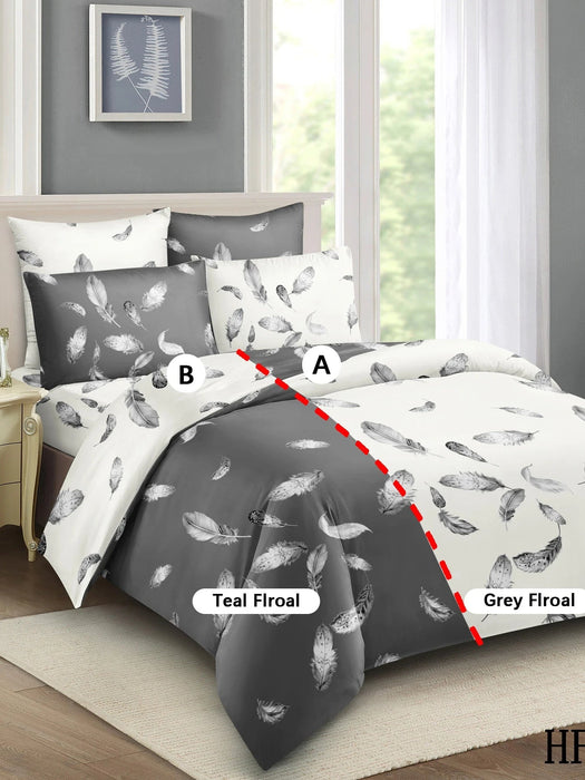 Juego de sábanas nórdica de 3pcs con estampado de plumas, suave y agradable al tacto - Quierox - Tienda Online