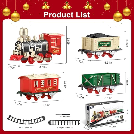 Juego de tren eléctrico de Navidad con luces y sonidos, tren para niños para árbol de Navidad - Quierox - Tienda Online