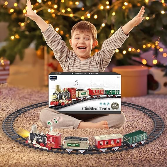 Juego de tren eléctrico de Navidad con luces y sonidos, tren para niños para árbol de Navidad - Quierox - Tienda Online