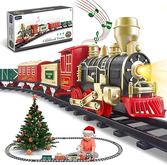 Juego de tren eléctrico de Navidad con luces y sonidos, tren para niños para árbol de Navidad - Quierox - Tienda Online