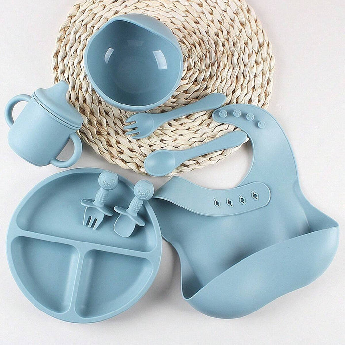 Juego de vajilla de silicona para bebé de 8 piezas, - Quierox - Tienda Online