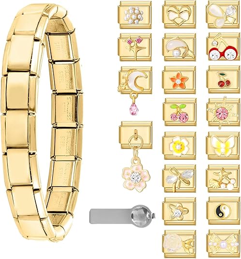 Juegos de pulseras italianas modular con 20 dijes - Quierox - Tienda Online
