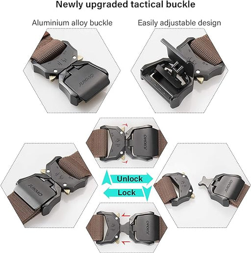 JUKMO Cinturón Militar de Senderismo de 3,8 cm con Hebilla de Liberación Rápida - Quierox - Tienda Online