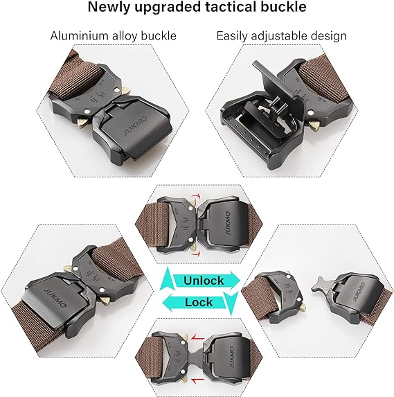 JUKMO Cinturón Militar de Senderismo de 3,8 cm con Hebilla de Liberación Rápida - Quierox - Tienda Online