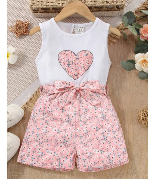 Jumpsuit sin mangas para niña con estampado floral y cinturon - Quierox - Tienda Online