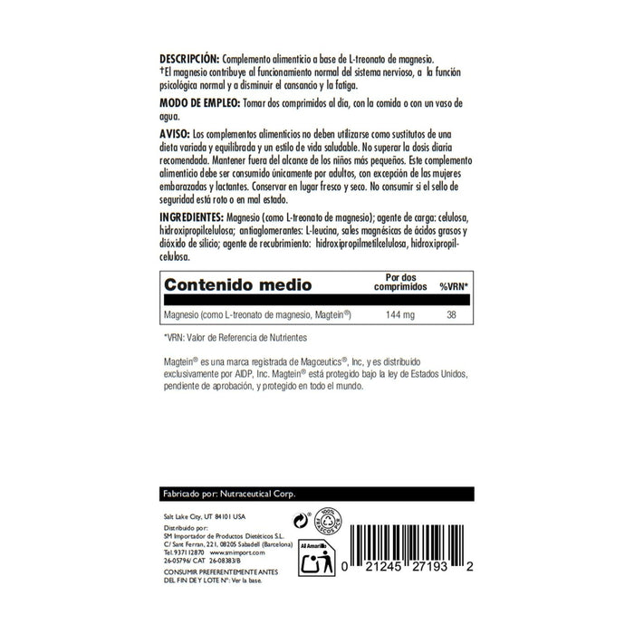 KAL THINK MAGNESIO L-TREONATO 60 TABLETAS - Quierox - Tienda Online