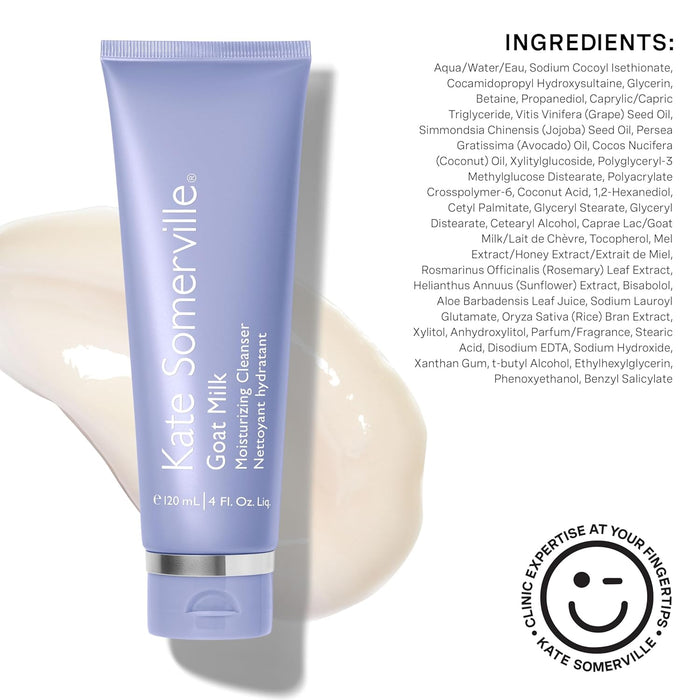 Kate Somerville Limpiador hidratante de leche de cabra, lavado facial diario suave - Quierox - Tienda Online