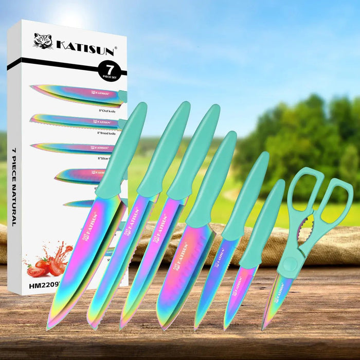 Katisun Juego De Cuchillos De Cocina De Acero Inoxidable 7 Piezas Para Chef Profesional - Quierox - Tienda Online