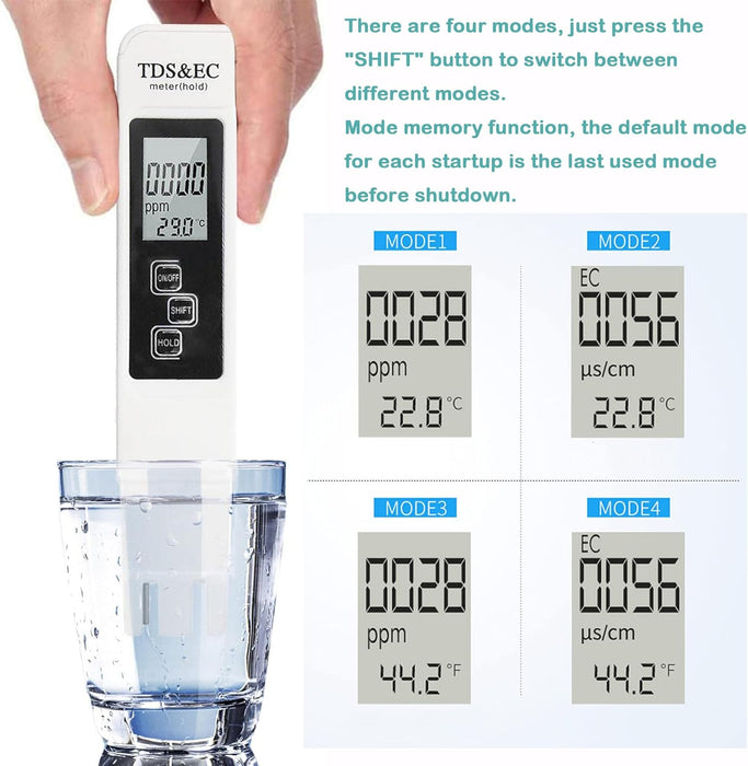 KEWAYO TDS Medidor Digital de Agua 3 en 1 Herramienta de Prueba de Precisión del Agua - Quierox - Tienda Online