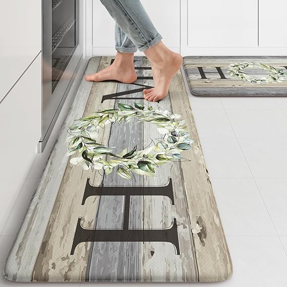KIMODE Alfombras de cocina de 43 x 119 cm + 43 x 74 cm, juego de 2 estilo rústico - Quierox - Tienda Online