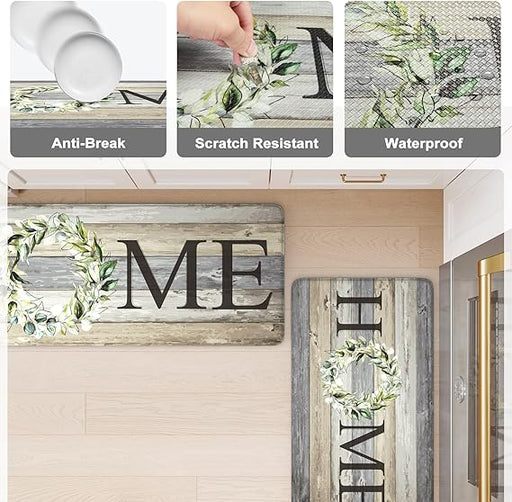 KIMODE Alfombras de cocina de 43 x 119 cm + 43 x 74 cm, juego de 2 estilo rústico - Quierox - Tienda Online