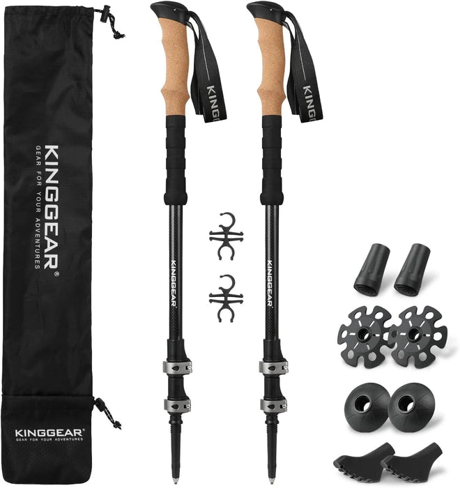 KINGGEAR Bastones de senderismo TPC 100% fibra de carbono, bastones telescópicos - Quierox - Tienda Online