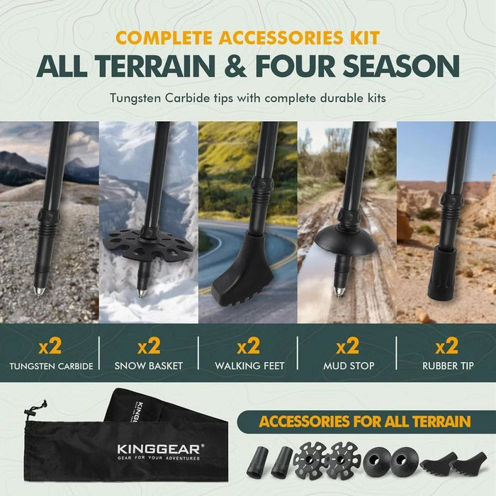 KINGGEAR Bastones de senderismo TPC 100% fibra de carbono, bastones telescópicos - Quierox - Tienda Online