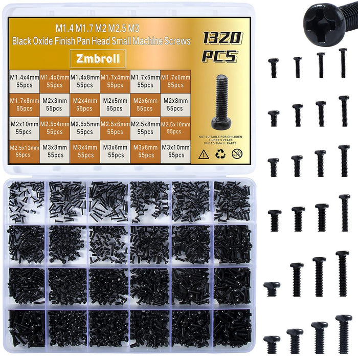 Kit de 1320 tornillos negros para portátil - Quierox - Tienda Online