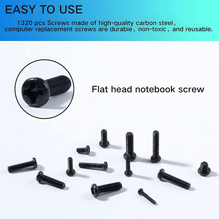 Kit de 1320 tornillos negros para portátil - Quierox - Tienda Online