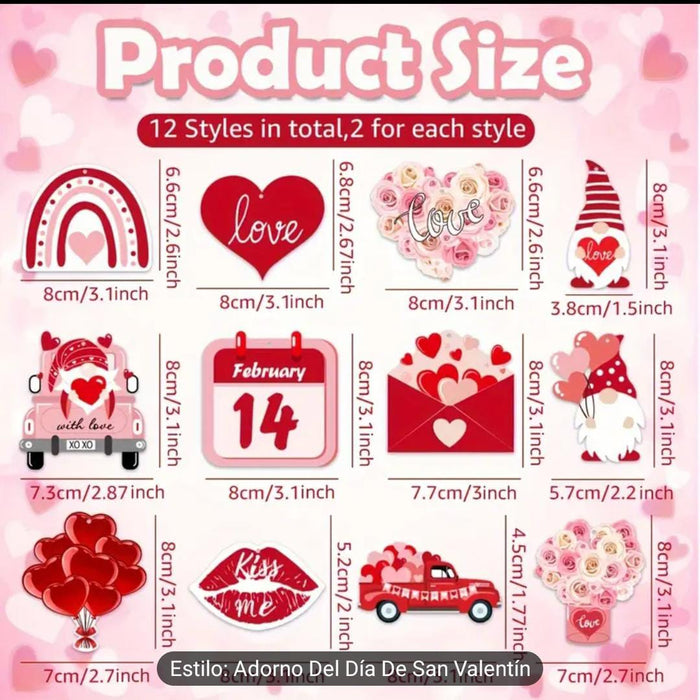KIT de 24pcs adorno de san valentin - Quierox - Tienda Online