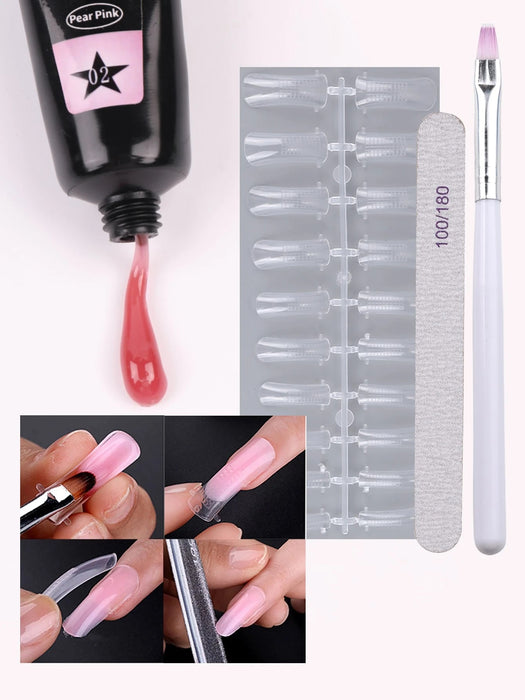 Kit de 25 extensiones de gel para uñas, gel acrílico polivinílico rosa perla, gel de construcción - Quierox - Tienda Online