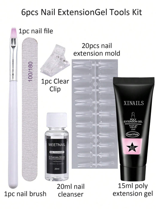 Kit de 25 extensiones de gel para uñas, gel acrílico polivinílico rosa perla, gel de construcción - Quierox - Tienda Online