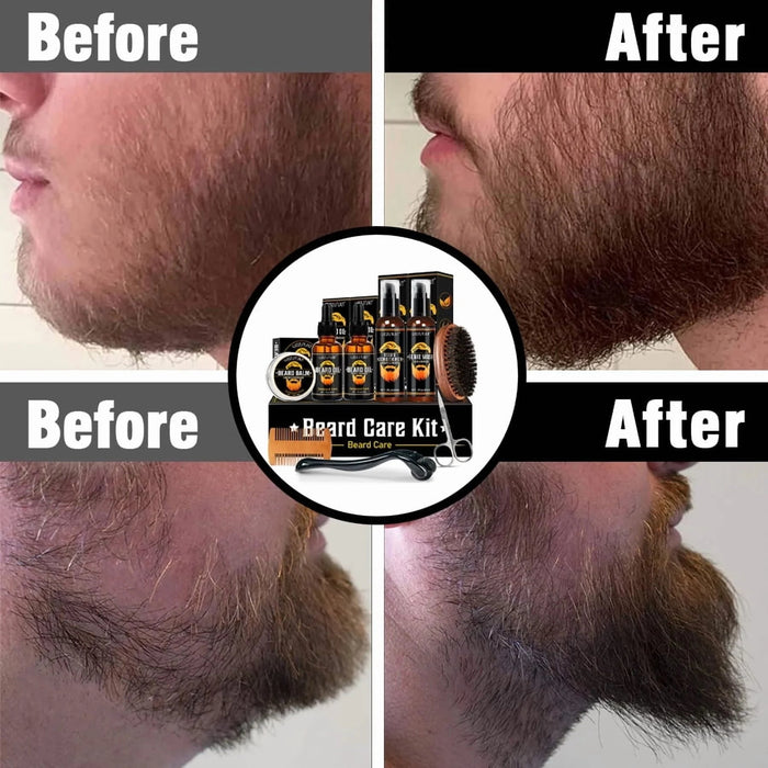 Kit de barba Wozutunt para hombre, set de cuidado y recorte con champú, aceite, bálsamo, cepillo, peine y tijeras - Quierox - Tienda Online