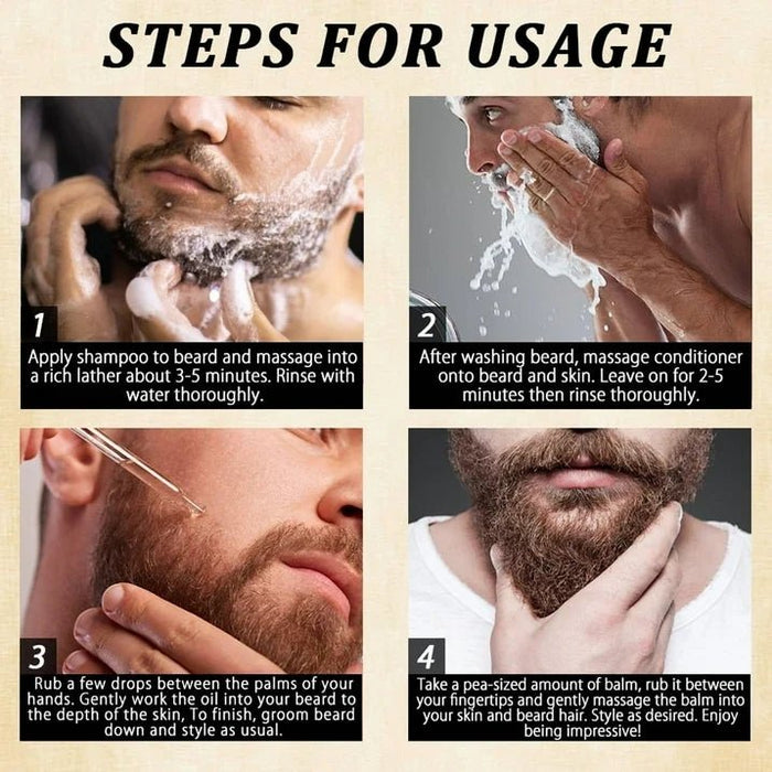 Kit de barba Wozutunt para hombre, set de cuidado y recorte con champú, aceite, bálsamo, cepillo, peine y tijeras - Quierox - Tienda Online