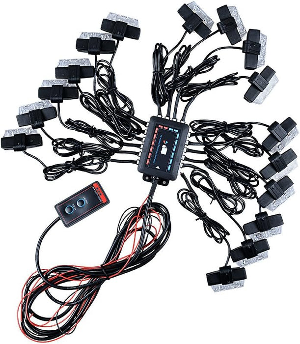 Kit de barra de luces estroboscópicas de advertencia de emergencia de 16 x 12 V y 2 LED de color ámbar con clips - Quierox - Tienda Online