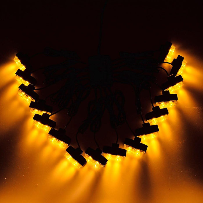 Kit de barra de luces estroboscópicas de advertencia de emergencia de 16 x 12 V y 2 LED de color ámbar con clips - Quierox - Tienda Online