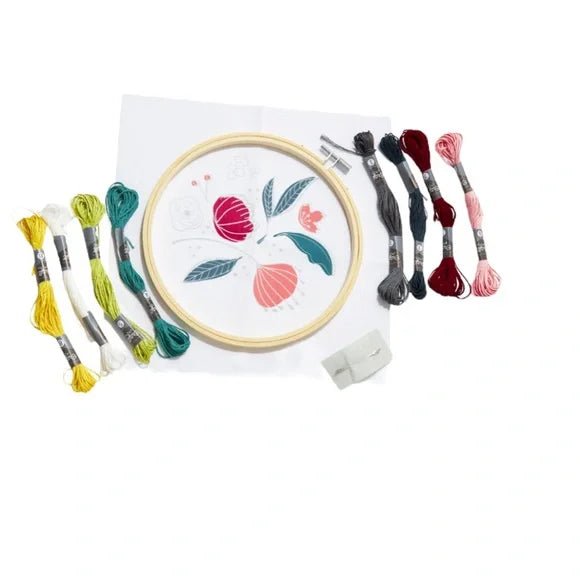 Kit de bordado de flores de invierno artesanal Crush con hilo de lona patrón de aro de 7" - Quierox - Tienda Online