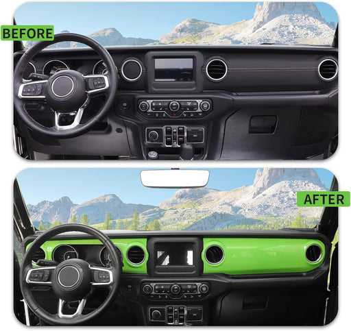 Kit de cubierta decorativa para panel de tablero y consola central para Jeep Wrangler JL JLU y Jeep Gladiator JT (2018 - 2021) (verde) - Quierox - Tienda Online