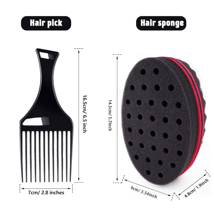 Kit de esponja para rastas, paquete de 2 esponjas rizadoras de agujeros pequeños y 1 púa - Quierox - Tienda Online