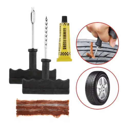 Kit de herramientas de reparación de neumáticos de coche de 6 piezas con tiras de goma - Quierox - Tienda Online