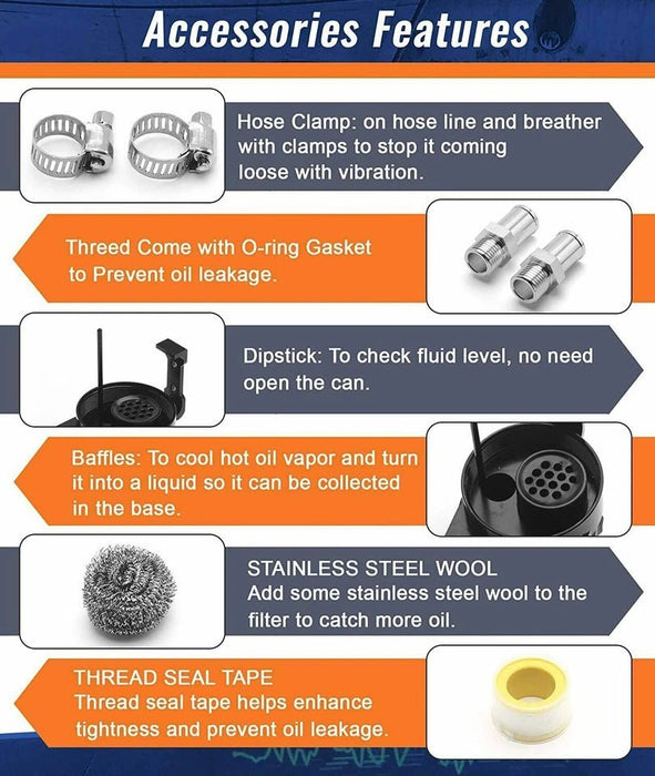 Kit de lata de captura de aceite 300 ml deflector de tanque depósito respirador filtro azul universal - Quierox - Tienda Online
