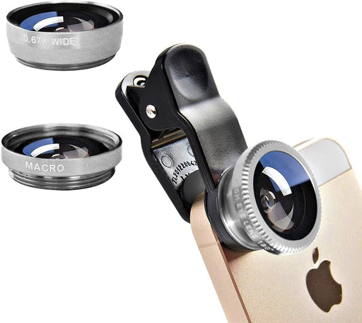 Kit de lentes para cámara de teléfono 3 en 1: gran angular, macro y ojo de pez. - Quierox - Tienda Online