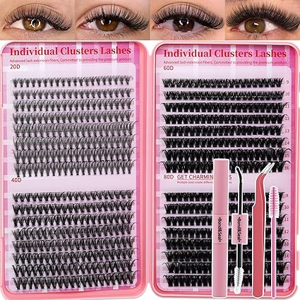 Kit de pestañas en grupo para principiantes (640 piezas: 20D, 40D, 60D y 80D; longitudes de 9 a 16 mm) - Quierox - Tienda Online