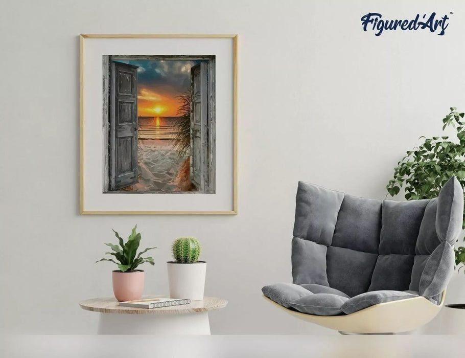 Kit de pintura por números para hacer tú mismo: Puerta al mar - Lienzo enrollado - Quierox - Tienda Online