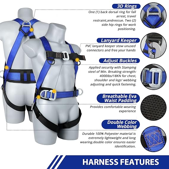 Kit de protección anticaídas con arnés de seguridad: Arneses de cuerpo completo - Quierox - Tienda Online