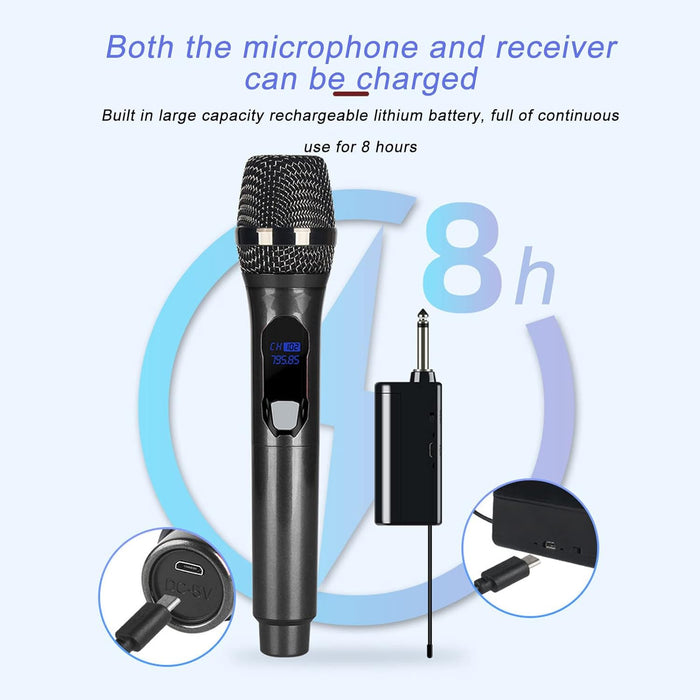 Kit de Receptor de Micrófono Inalámbrico, Micrófono Inalámbrico UHF ABS de Metal con Carga USB - Quierox - Tienda Online