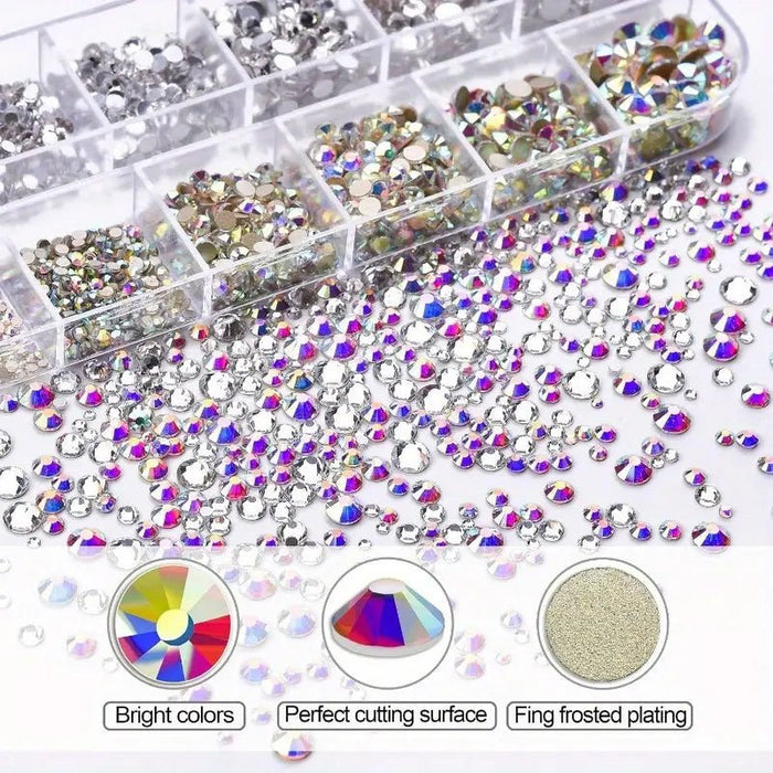Kit de Rhinestones para Arte de Uñas, Piedras Planas de Diferentes Tamaños - Quierox - Tienda Online