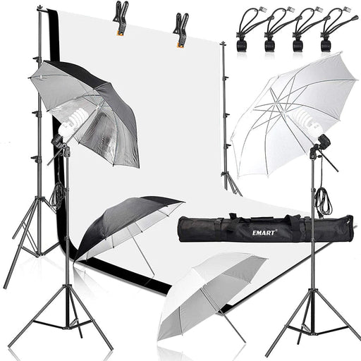 Kit de soporte de 8,5 x 10 pies con juego de iluminación tipo paraguas de 400 W y 5500 K - Quierox - Tienda Online